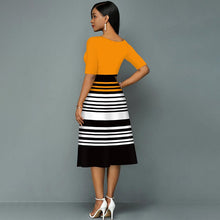 Load image into Gallery viewer, Elegant Elastic Waist Dress Stripe O Neck Half