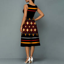 Load image into Gallery viewer, Elegant Elastic Waist Dress Stripe O Neck Half