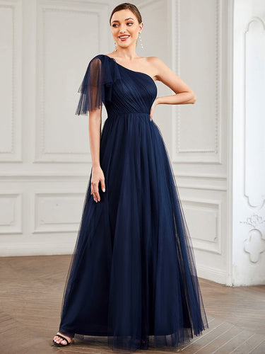 Elegant Evening Dresses One Shoulder Ruffles