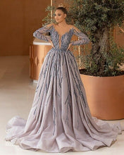 Load image into Gallery viewer, Elegant Long Sleeves Dubai Evening Dresses Arabic Middle East