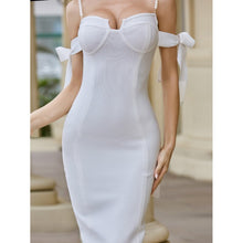Load image into Gallery viewer, Elegant Pearls Spaghetti Strap Evening Dress Sexy Strapless Off