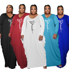 Load image into Gallery viewer, Elegant Plus Size Dress V Neck Long