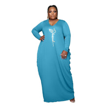 Load image into Gallery viewer, Elegant Plus Size Dress V Neck Long