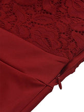 Load image into Gallery viewer, Elegant Lace Dress Women Patchwork Slash Neck Short Sleeve Sashes