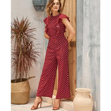 Load image into Gallery viewer, Elegant Short Sleeve Crew Neck Jumpsuit Bohemian Wave Point