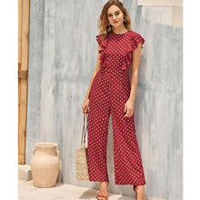 Load image into Gallery viewer, Elegant Short Sleeve Crew Neck Jumpsuit Bohemian Wave Point