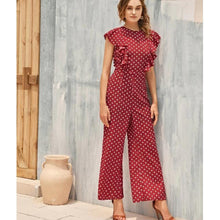 Load image into Gallery viewer, Elegant Short Sleeve Crew Neck Jumpsuit Bohemian Wave Point
