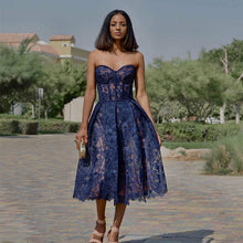 Load image into Gallery viewer, Elegant Strapless Floral Lace Midi Dress Sexy Backless