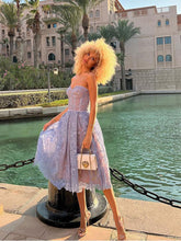 Load image into Gallery viewer, Elegant Strapless Floral Lace Midi Dress Sexy Backless