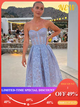 Load image into Gallery viewer, Elegant Strapless Floral Lace Midi Dress Sexy Backless