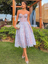 Load image into Gallery viewer, Elegant Strapless Floral Lace Midi Dress Sexy Backless