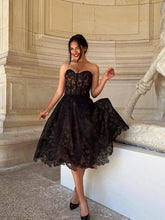 Load image into Gallery viewer, Elegant Strapless Floral Lace Midi Dress Sexy Backless