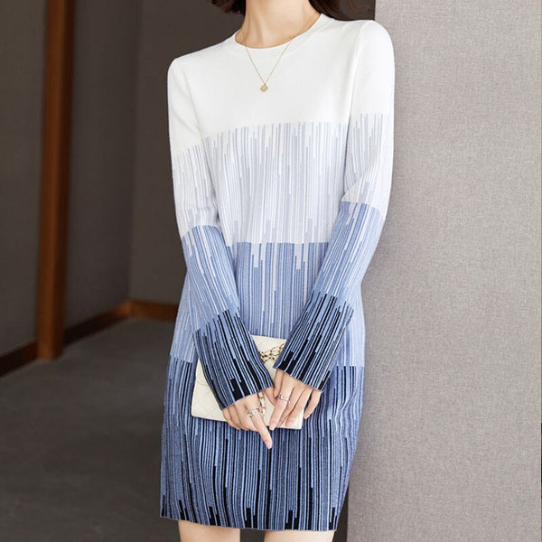 Elegant Sweater Dress Autumn Spring Long Sleeve Knitted