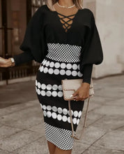 Load image into Gallery viewer, Elegant V Neck Long Sleeve Slim Fit Lantern Sleeve