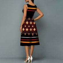 Load image into Gallery viewer, Elegant Women Dresses 3d Stripe Printing O-neck Half Sleeve Office