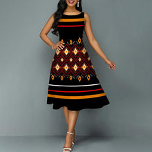 Load image into Gallery viewer, Elegant Women Dresses 3d Stripe Printing O-neck Half Sleeve Office