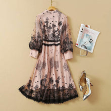 Load image into Gallery viewer, Elegant Women Mesh A Line Swing Vintage Dresses Lantern Sleeve