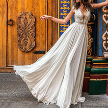 Load image into Gallery viewer, Elegant Women Sexy Deep V Neck White Dress Summer Sleeveless A Line