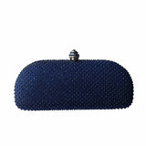 Elegante Navy Blue Crystal Box Clutch Bag and Purses Rhinestone