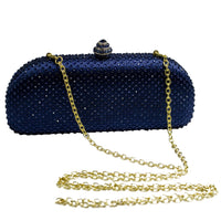 Elegante Navy Blue Crystal Box Clutch Bag and Purses Rhinestone