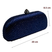 Load image into Gallery viewer, Elegante Navy Blue Crystal Box Clutch Bag and Purses Rhinestone