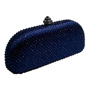 Elegante Navy Blue Crystal Box Clutch Bag and Purses Rhinestone