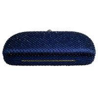 Elegante Navy Blue Crystal Box Clutch Bag and Purses Rhinestone