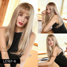 Load image into Gallery viewer, Element 16 Inch Synthetic Wig With Bangs Natural Headline Ombre Brown