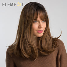 Load image into Gallery viewer, Element 16 Inch Synthetic Wig With Bangs Natural Headline Ombre Brown