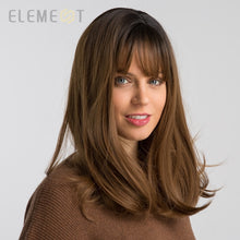 Load image into Gallery viewer, Element 16 Inch Synthetic Wig With Bangs Natural Headline Ombre Brown