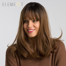 Load image into Gallery viewer, Element 16 Inch Synthetic Wig With Bangs Natural Headline Ombre Brown