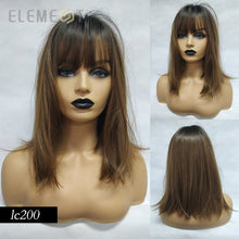 Load image into Gallery viewer, Element 16 Inch Synthetic Wig With Bangs Natural Headline Ombre Brown