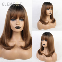 Load image into Gallery viewer, Element 16 Inch Synthetic Wig With Bangs Natural Headline Ombre Brown