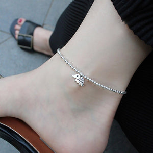 Elephant Anklet Foot Chain Sterling Silver Beads