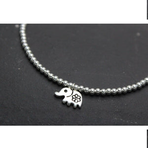 Elephant Anklet Foot Chain Sterling Silver Beads