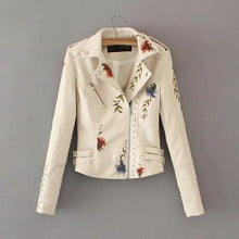Load image into Gallery viewer, Embroidery faux leather PU Jacket Women Spring Autumn Vogue Motorcycle