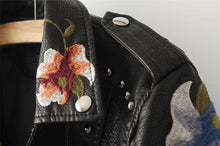 Load image into Gallery viewer, Embroidery faux leather PU Jacket Women Spring Autumn Vogue Motorcycle