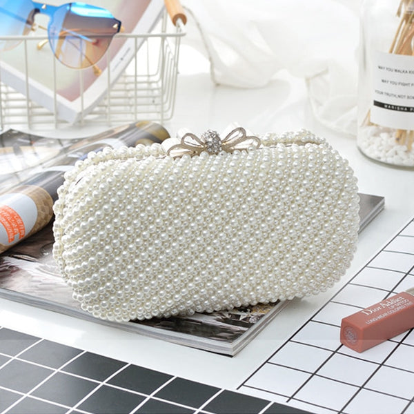 European American hot sell sweet ladies girls women pearl clutch bag