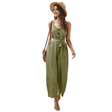 Load image into Gallery viewer, European And American Fashion Suspender Jumpsuit Solid Color High