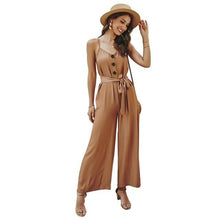 Load image into Gallery viewer, European And American Fashion Suspender Jumpsuit Solid Color High