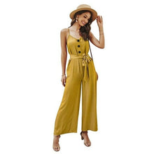 Load image into Gallery viewer, European And American Fashion Suspender Jumpsuit Solid Color High