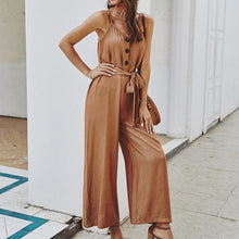 Load image into Gallery viewer, European And American Fashion Suspender Jumpsuit Solid Color High