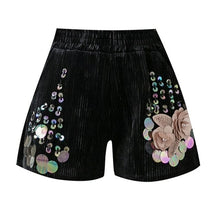 Load image into Gallery viewer, European Autumn New Loose Sequins Beaded Corduroy Elastic Waist Wide