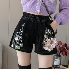 Load image into Gallery viewer, European Autumn New Loose Sequins Beaded Corduroy Elastic Waist Wide