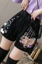 Load image into Gallery viewer, European Autumn New Loose Sequins Beaded Corduroy Elastic Waist Wide