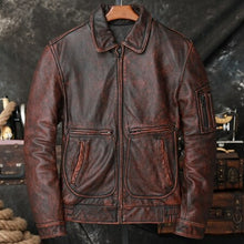 Load image into Gallery viewer, Aviator Men Cowhide Jacket Bomber Cow Leather