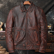 Load image into Gallery viewer, Aviator Men Cowhide Jacket Bomber Cow Leather