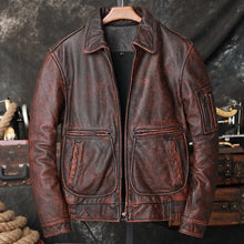 Load image into Gallery viewer, Aviator Men Cowhide Jacket Bomber Cow Leather