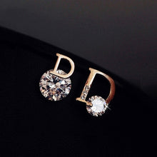 Load image into Gallery viewer, European and American personality shiny D letter asymmetric Earrings
