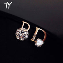 Load image into Gallery viewer, European and American personality shiny D letter asymmetric Earrings